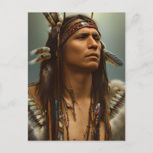 Native Indian Warrior Graphic Vykort
