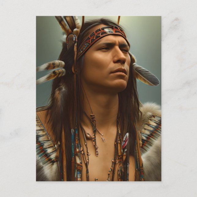 Native Indian Warrior Graphic Vykort (Framsida)