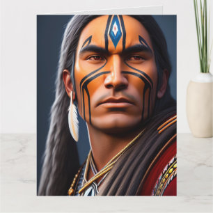 NATIVE INDIAN WARRIOR MAN FÖDELSEDAGSKORT KORT