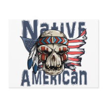 Native Indian Warrior Skull USA flagga