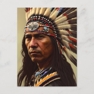 Native Indian Warrior Vykort