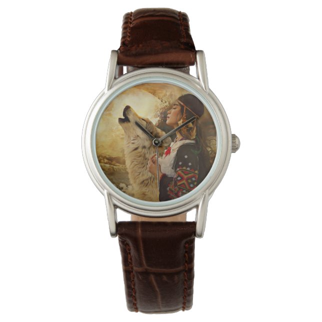 NATIVE INDIAN WOMAN WRIST WATCH ARMBANDSUR (Framsida)