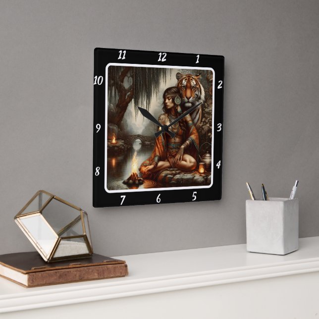 Native Majesty: River's Kant Tiger's Watch Fyrkantig Klocka (Kontor)