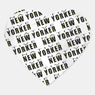 Native New Yorker Mönster Hjärtformat Klistermärke
