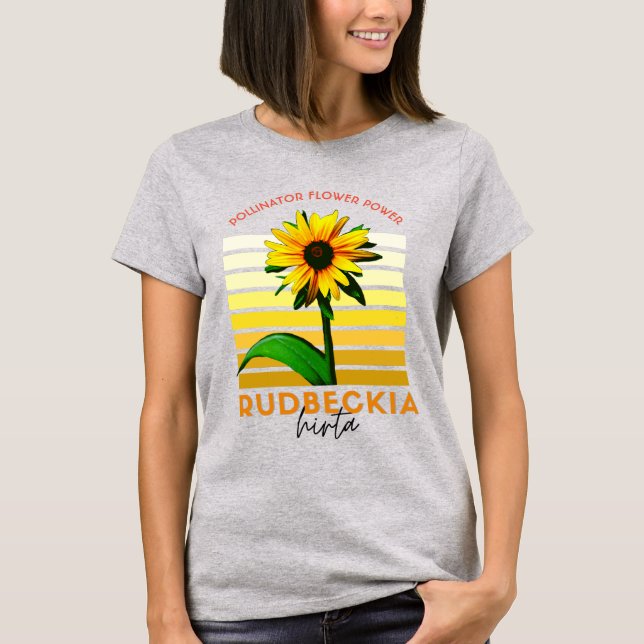 Native Plant Rudbeckia Hirta Black Eyed Susan T Shirt (Framsida)