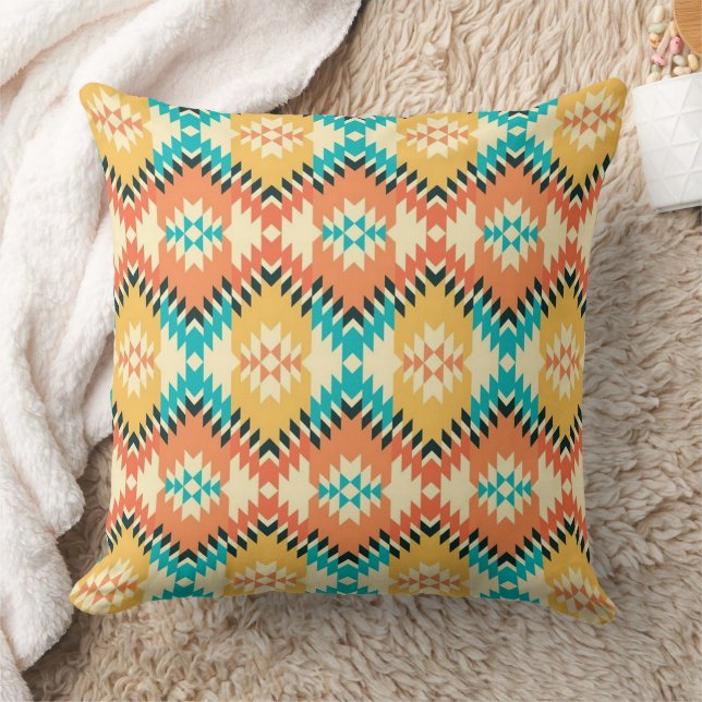 Native Print 20x20 Throw Pillow Kudde (Filt)