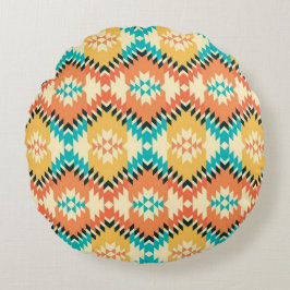 Native Print Round Pillow Rund Kudde