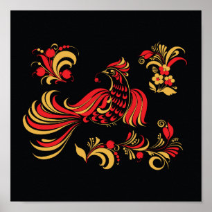 Native Russian-fågelprydnad Poster