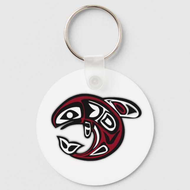 Native Salmon Art Nyckelring (Framsida)
