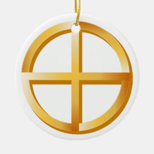 Native Spirituality, Guld Symbol Julgransprydnad Keramik
