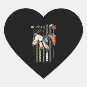 Native Stil Nurse American Flagga Hjärtformat Klistermärke
