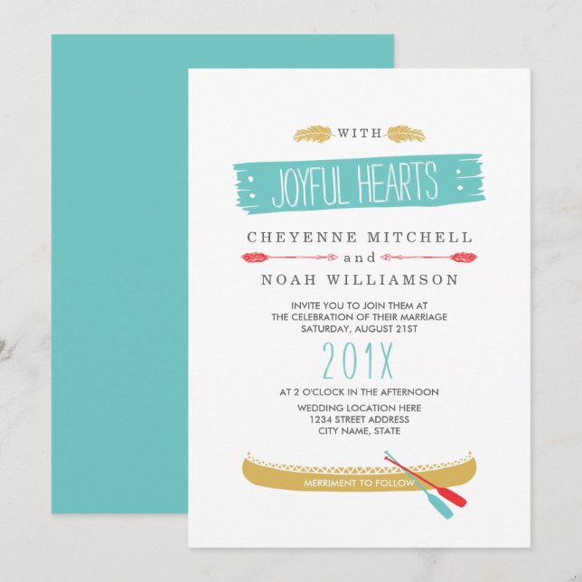 Native ThBäste | Modern bröllopsinbjudan Inbjudningar (Fram/baksida)