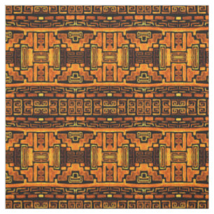 Native Tribal Mönster Bronze och Brown Tyg