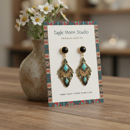 Native Tribal Motif Earring Jewelry Display Card Visitkort