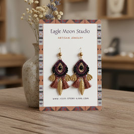 Native Tribal Motif Earring Jewelry Display Card Visitkort