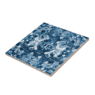 Native Tribal White Mörk Classic Blue Boho Mönst Kakelplatta