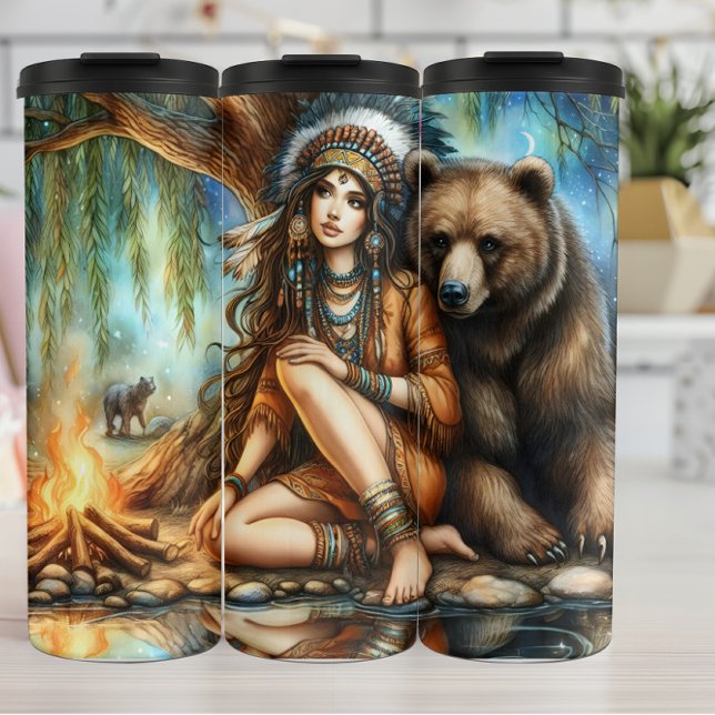 Native Woman, Bear, Campfire: Stilla Vatten (Skapare uppladdad)