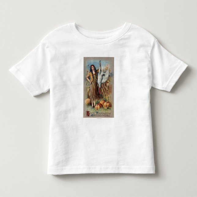 Native Woman Holding Turkey T Shirt (Framsida)
