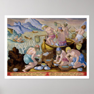 Natives Fishing for Giant Clams on the Ins, plat Poster
