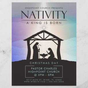 Nativitet A Kung är Born Church Service Religiösa Reklamblad