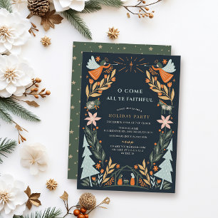 Nativitet Änglar Navy Blue Jul Julfest Inbjudningar