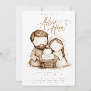 Nativitet Baby Jesus Adore Himmel Jul Inbjudningar
