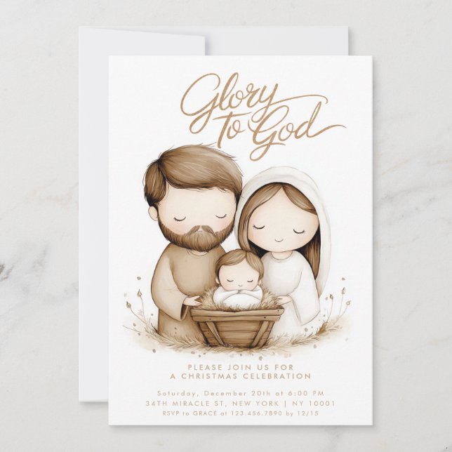 Nativitet Baby Jesus Glad till Gud jul Inbjudningar (Framsida)