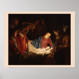 Nativitet Baby Jesus och Mary Ljusade konst Poster