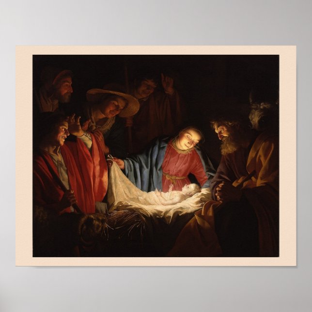 Nativitet Baby Jesus och Mary Ljusade konst Poster (Framsidan)