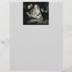 Nativitet Baby Jesus Virgin Mary Änglar Black Whit
