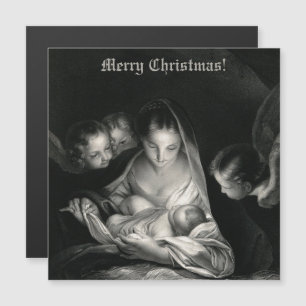 Nativitet Baby Jesus Virgin Mary Änglar Black Whit