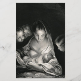 Nativitet Baby Jesus Virgin Mary Änglar Black Whit Brevpapper
