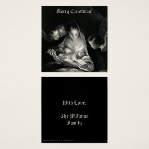 Nativitet Baby Jesus Virgin Mary Änglar Black Whit Fyrkantigt Visitkort