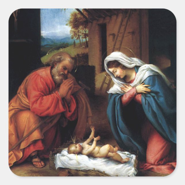 Nativitet Fyrkantigt Klistermärke (Framsida)