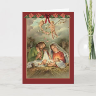 Nativitet Heliga Familjen Mary Joseph Baby Jesus Helgkort