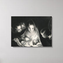 Nativitet Jesus Virgin Mary Änglar Black White