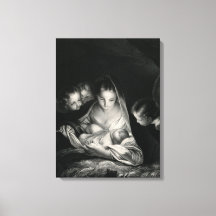Nativitet Jesus Virgin Mary Änglar Black White