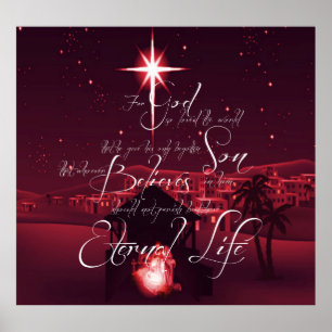 Nativitet John 3:16 Poster