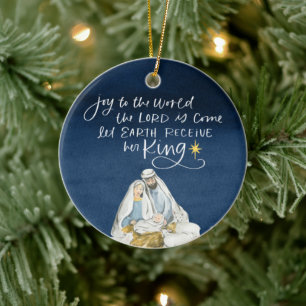 Nativitet Joy Watercolor Religiösa jul Julgransprydnad Keramik