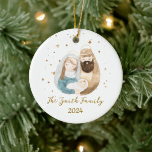 Nativitet jul Ceramic Ornamic - Heliga Family Julgransprydnad Keramik