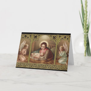 Nativitet jul Virgin Mary Jesus Änglar Helgkort