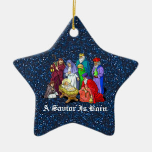 nativitet julgransprydnad keramik