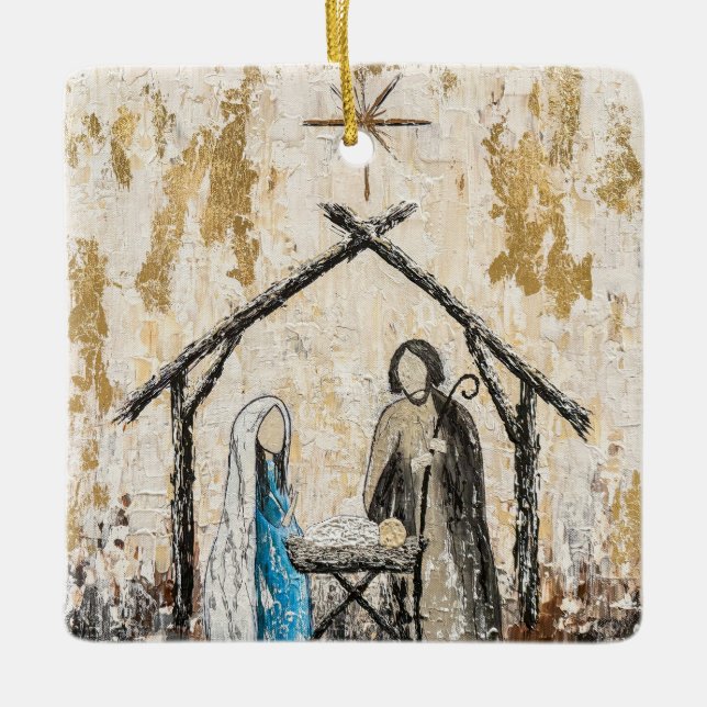 Nativitet, keramiskt kvadratiskt ornament (Framsida)
