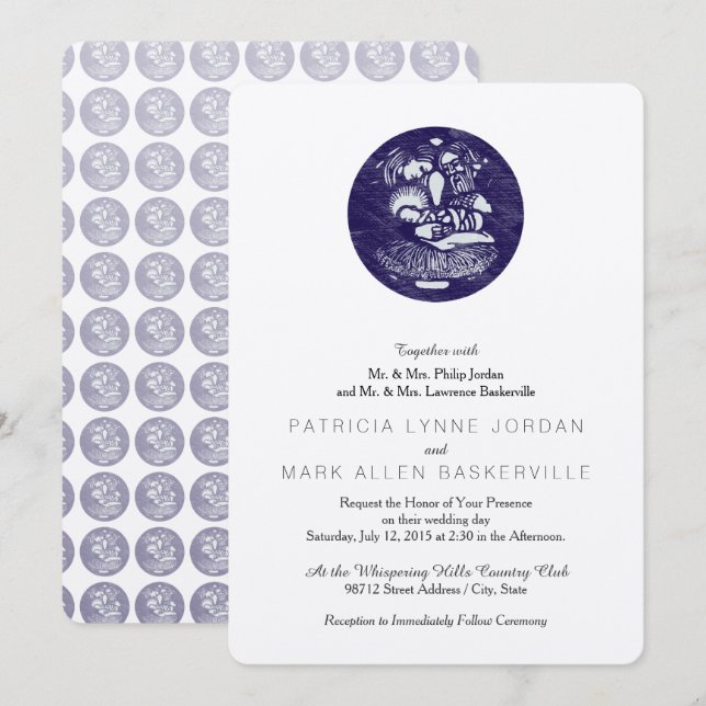 Nativitet Letterpress Medallion Inbjudningar (Fram/baksida)