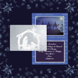 Nativitet Lux Blue & Silver jul Folierat Kort