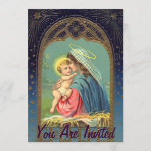 Nativitet Mary Holding Baby Jesus Inbjudningar