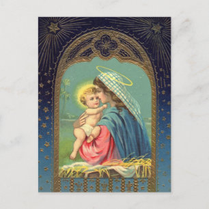 Nativitet Mary Holding Baby Jesus Vykort