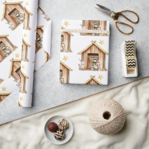 Nativitet Mary Joseph Baby Jesus Stabil jul Presentpapper