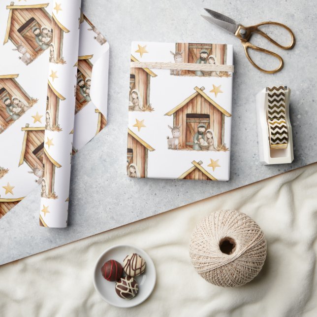 Nativitet Mary Joseph Baby Jesus Stabil jul Presentpapper (Hantverk)