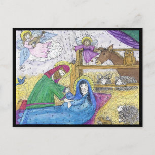 Nativitet Mary Josheph Manger Angel Jul Helg Vykort